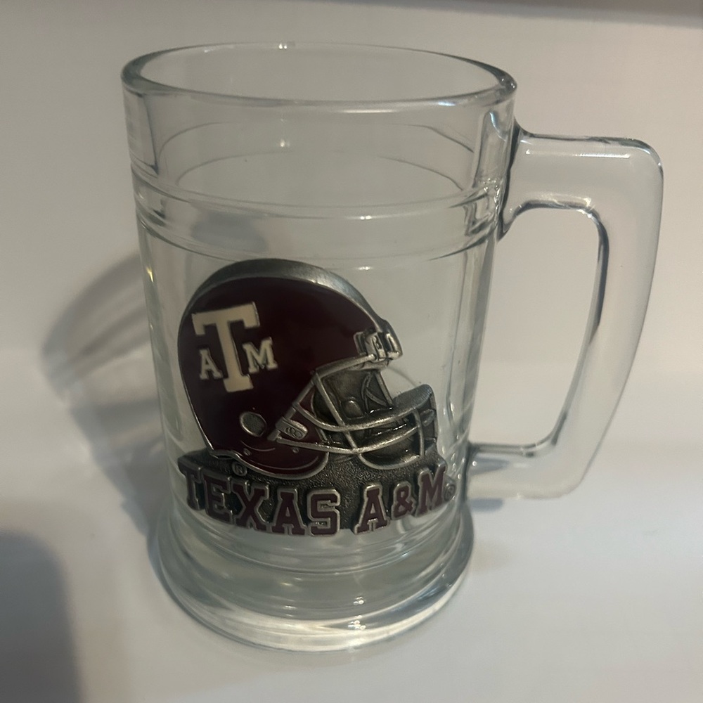 Texas A&M Aggies Football Helmet 16oz Thick Glass Tankard Beer Mug EUC